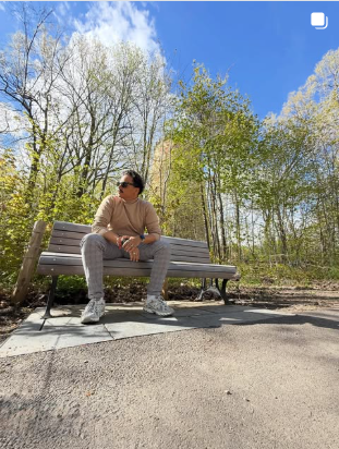 Park bench in spring